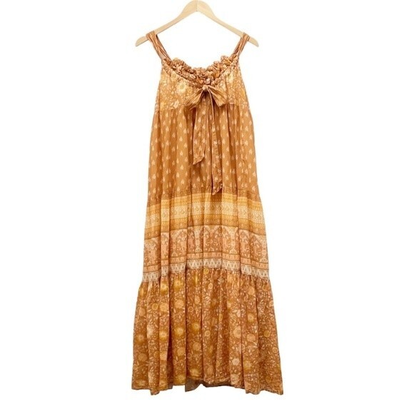 Spell & The Gypsy Utopia Strappy Maxi Sundress Tan Rust Batik Print Size Small - Picture 3 of 14